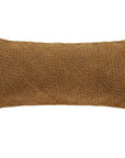 Genuine Leather - Woven Suede & Basket Weave Long Lumbar Pillow - Brown