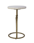 Kevin - Side Table - White / Gold