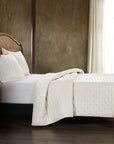 Stella - Full/Queen Faux Silk Velvet Pintuck Quilt - Stone