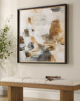 Ancient Story - Framed Abstract Print - Black / Blue / Brass / Gold / Gray / Orange / White / Yellow