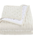 Stella - Full/Queen Faux Silk Velvet Pintuck Quilt - Stone