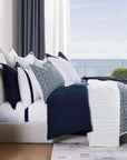 Indigo - King Staccato Reversible Quilt Set Set of 3 - Blue / White