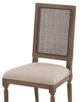 Linen & Oak - Caned Back Side Chair - Dark Brown / Beige