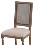 Linen & Oak - Caned Back Side Chair - Dark Brown / Beige