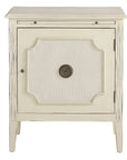 Linen & Beaded Front End Table - White