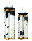 Illini - Stone Candleholders (Set of 2) - Black & White