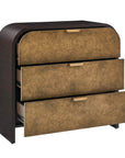 Byrams - 3 Drawer Oak Chest - Brown / Gold / Woodtone