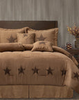 Rustic Star - Full Luxury Star Comforter Set Set of 7 - Tan