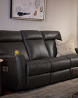 A86 Ovation Audio Motion Power Wall Reclining Sofa w/ Headrest, Lumbar & Drop Down Table