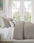 Hera - King Washed Linen Flange Duvet Cover - Taupe