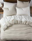 100% French Flax Linen - Queen Duvet Cover Set Set of 3 - Natural