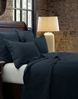 Diamond Linen - King Linen Cotton Diamond Quilt Set Set of 3 - Navy