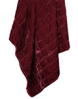 Stella - Faux Silk Velvet Double Box Stitch Throw - Garnet Red