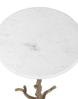 Calais - Marble Accent Table - Brass / White