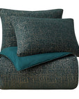 Hayworth - Queen Comforter Set Set of 3 - Deep Teal / Gold