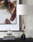 Spiraling - Cordless Brass Buffet Lamp - Black / Gold