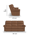 Bernard - Power Reclining Sofa With Console, Power Headrests & Lumbar, Nailhead Trim