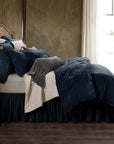Stella - King Faux Silk Velvet Duvet Cover Set Set of 3 - Midnight Blue