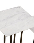 Xavier - Accent Table Set of 2 - Antique Brass / White Marble