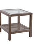 Calum - End Table - Driftwood Gray / Cane / Brushed Nickel