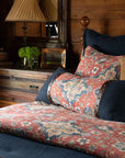 Melinda - King Washed Linen Comforter Set Set of 3 - Red / Navy