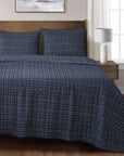 Indigo - Full/Queen Reversible Quilt Set (Set of 3) - Blue