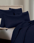 Satin Channel - Full/Queen Quilt Set Set of 3 - Blue