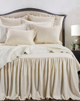 Luna - Full Washed Linen Bedspread Set Set of 3 - Light Tan