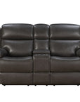 Leon - Power Console Loveseat Recliner With Power Headrest, Power Lumbar, Heat And Massage - Smokey Gray