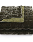 Stella - King Faux Silk Velvet Double Box Stitch Quilt Set Set of 3 - Fern Green