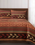 Broken Arrow - Twin Reversible Quilt Set Set of 2 - Red / Tan / Brown