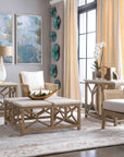 Catali - Stone End Table - White & Light Brown