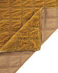 Stella - Full/Queen Faux Silk Velvet Double Box Stitch Quilt Set Set of 3 - Saffron