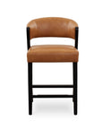 Asher Upholstered Faux Leather Counter Stool with Black Wooden Frame