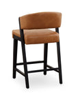 Asher Upholstered Faux Leather Counter Stool with Black Wooden Frame
