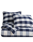 Camille - Queen Buffalo Check Duvet Cover Set Set of 3 - Navy