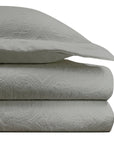Matelasse - Queen Duvet Cover Set Set of 3 - Gray