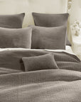 Stonewashed Cotton Velvet - King Quilt Set Set of 3 - Taupe