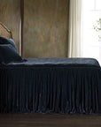 Stella - Twin Faux Silk Velvet Bedspread Set Set of 2 - Midnight Blue