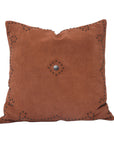 Western Suede Pillow - Western Suede Antique Silver Concho & Studded Pillow - Tobacco