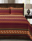 Solace - Full/Queen Reversible Quilt Set Set of 3 - Red / Orange / Brown