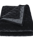Stella - Full/Queen Faux Silk Velvet Pintuck Quilt - Black