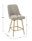Bramwell - Upholstered Counter Stool - Gray / Gold