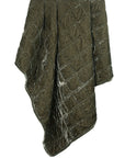 Stella - Faux Silk Velvet Double Box Stitch Throw - Fern Green