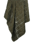 Stella - Faux Silk Velvet Double Box Stitch Throw - Fern Green