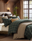 Windowpane - Queen Plaid Comforter Set Set of 3 - Hunter Green