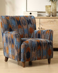 Lainey - Upholstered Ikat Armchair - Blue / Brown / Orange