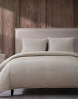 Chenille Herringbone - Queen Duvet Cover Set Set of 3 - Sand