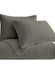 Stonewashed Cotton Velvet - King Quilt Set Set of 3 - Gray