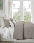 Hera - Queen Washed Linen Flange Duvet Cover Set Set of 3 - Taupe